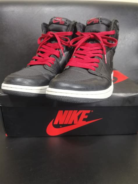 Air Jordan 1 Retro High Og Black Satin Gym Red Mens Fashion Footwear