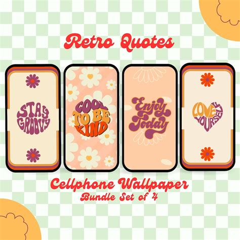 RETRO Phone Wallpaper Bundle Set of 4,cute Retro Phone Wallpaper ...