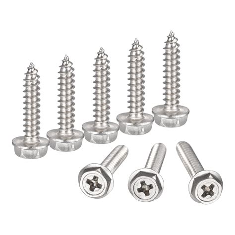 Uxcell M4 X 20mm 304 Stainless Steel Phillips Hex Washer Self Tapping Screws 25 Pack