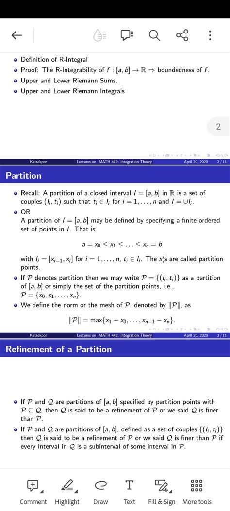 Calculus I Need Help With This Definition Of A Partition Of A Closed