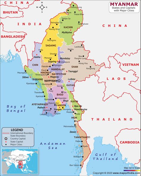 Myanmar Map | HD Political Map of Myanmar