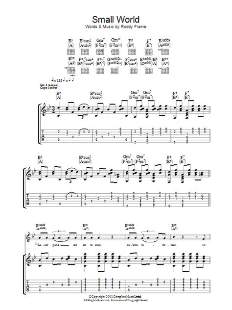 Small World By Roddy Frame Sheet Music For Guitar Tab At Sheet Music Direct