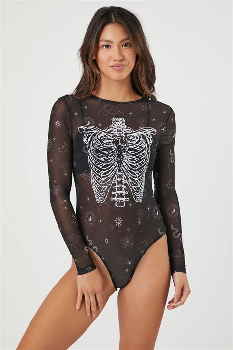 Sheer Skeleton Graphic Bodysuit Forever21us