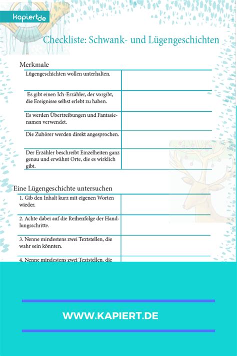 Checkliste Schwank Und Lügengeschichten Lügengeschichten Lügen