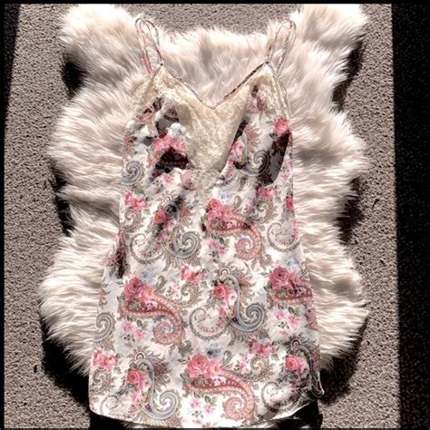 Victoria S Secret Dresses Victorias Secret Silk Paisley Lace Lingerie Slip Dress Nightie Vtg