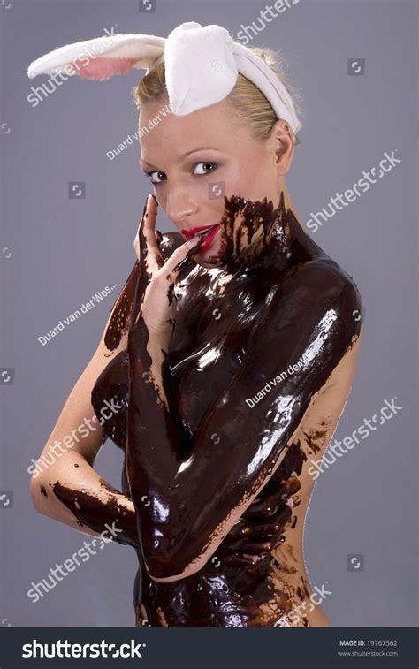 Attractive Naked Blond Girl Covered Chocolate Stock Photo 19767562 Shutterstock