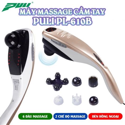 Máy Massage Cầm Tay Cá Mập Puli Pl 610b Cán Tay Cầm Dài Dùng Cho Lưng