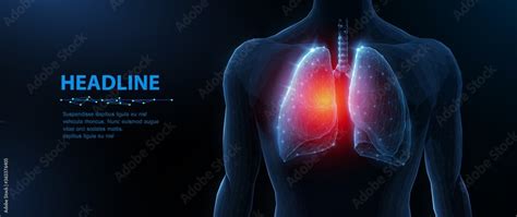 Lung disease in human body. Abstract vector 3d lungs and red spot ...