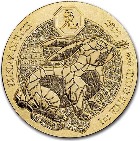 Gold Ounce 2023 Lunar Ounce Year Of The Rabbit Coin From Rwanda