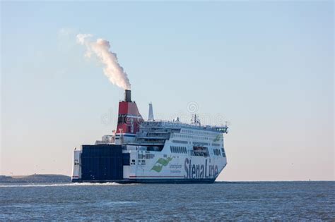 Car Passenger Ferry Ship Stena Line Sailing Out Of Port Rotterdam Past