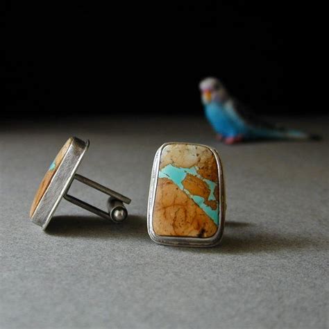 Rustic Turquoise Cufflinks For Men