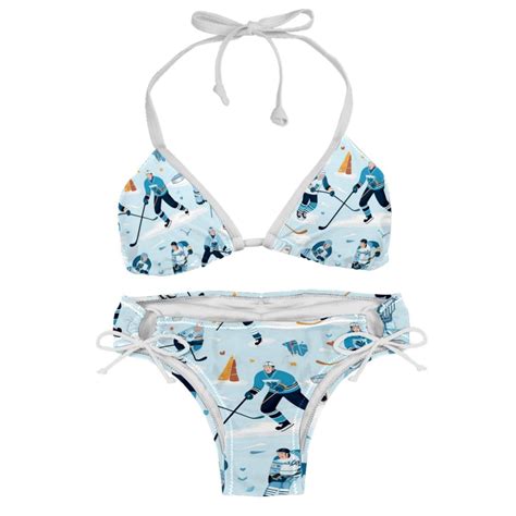 Ice Hockey Detachable Sponge Adjustable Strap Bikini Set Two Pack Beach Pool Scenes Bikinis