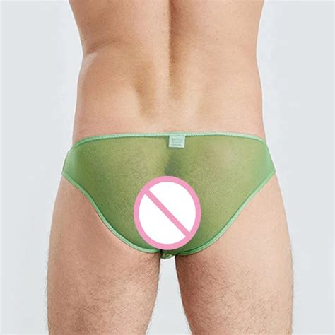 Herren Slips Ultra D Nne Eis Seide Unterw Sche M Nner Sexy Transparent Mesh Bikini H