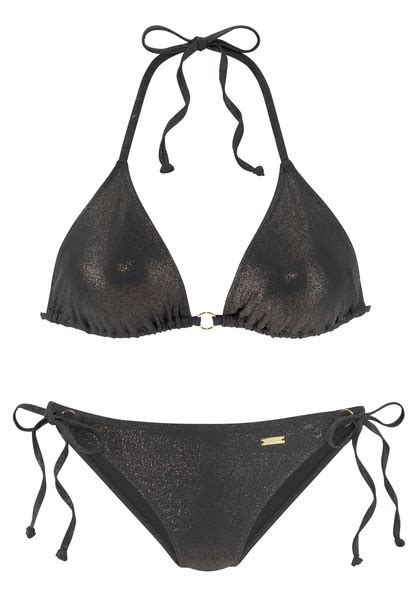 LASCANA Triangel Bikini Gloss Schwarz Cup C D 34