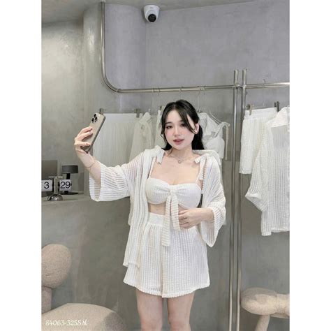 Bộ đồ đi biển Sét bikini chi tiết áo BARA REN lớp mút ngực đầy đủ kèm quần ren chuẩn hình