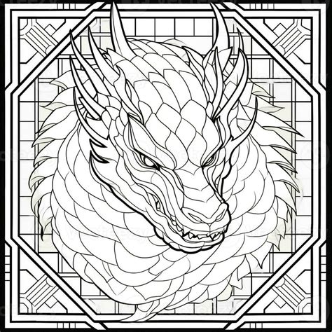 Stained Glass Dragon Coloring Pages 26910105 Stock Photo At Vecteezy