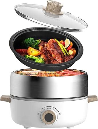 Electric Hot Pot With Frying Pan L Portable Electric Skillet Dual Power Control Multi