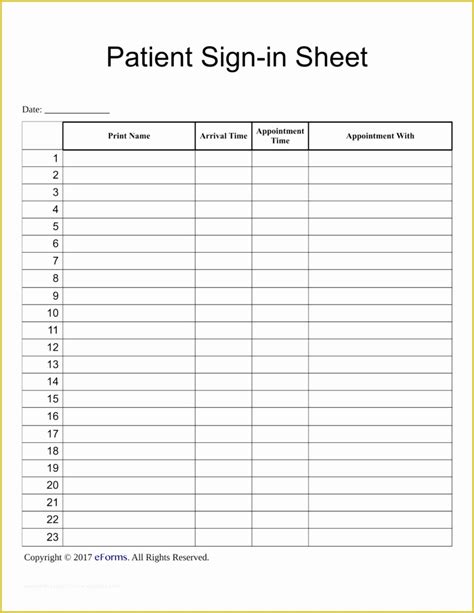 Patient Sign In Sheet Template Free Of Patient Sign In Sheet X New ...