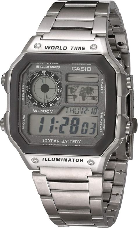 Casio Mens Digital Quartz Watch With Stainless Steel Strap Ae 1200whd