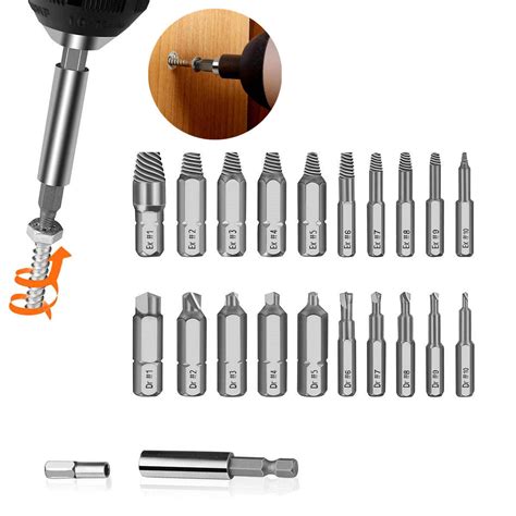 22pcs damaged screw extractor set for broken screw bolt extractor screw ...