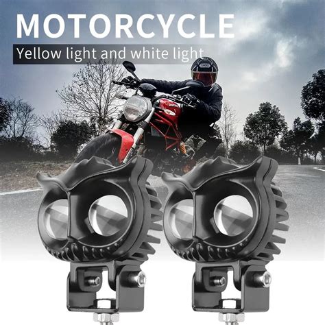 Faro De Motocicleta De B Ho Foco Led Bicolor Amarillo Y Blanco L Mpara