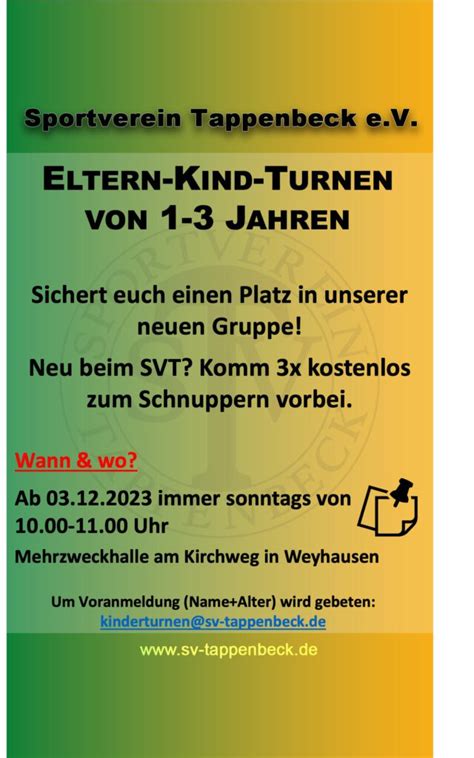 Eltern Kind Turnen 1 3 Jahre SV Tappenbeck E V