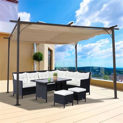 Outsunny 7 5 Ft H Retractable Canopy Cover Steel Frame Classic Pergola Gazebo 84c 092 The