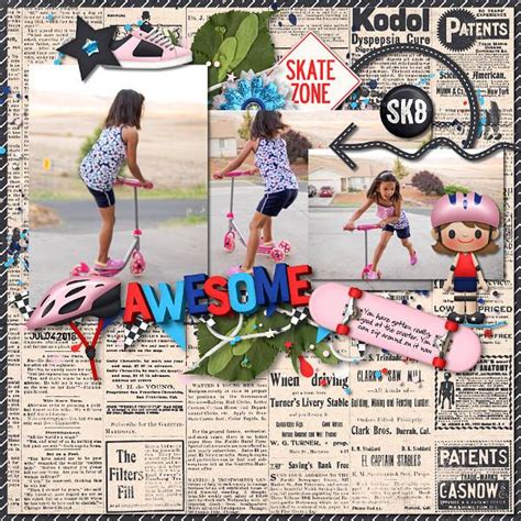 Digital Scrapbook Kit Sk8 Kristin Aagard