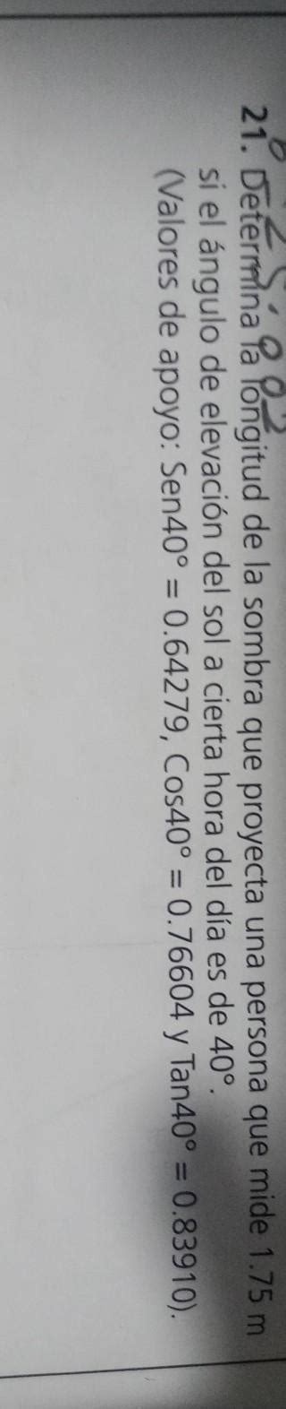 Determinar Longitud De La Sombra Que Proyecta Una Persona Que Mide 1 75