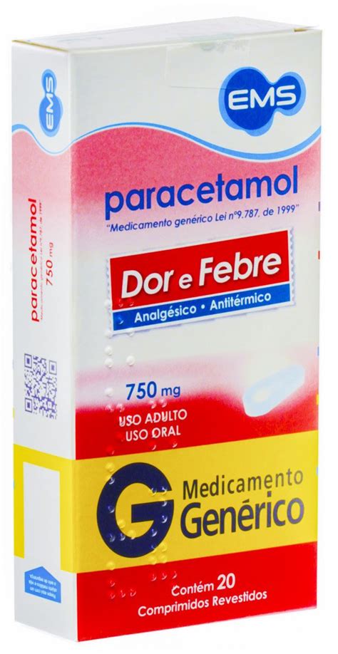 Paracetamol Dor De Dente - Paracetamol 750mg com 20 Comprimidos EMS | Drogasil