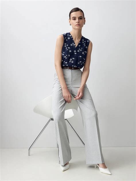 Блуза из вискозы с цветочным принтом Темно-синий арт.1146159sh0690 ...