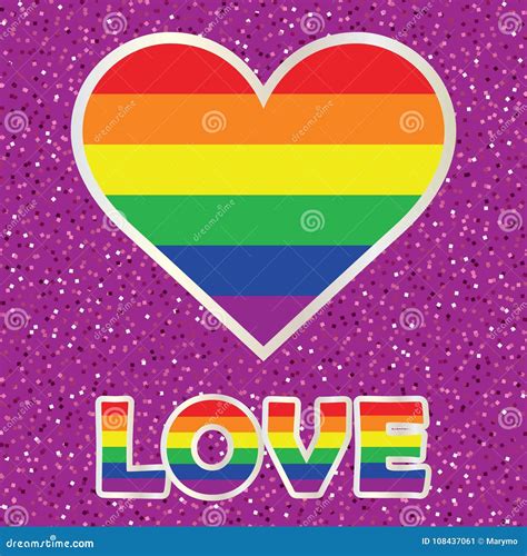 Gay Pride Poster With Rainbow Spectrum Heart Shapeand Text Homosexuality Emblems Lgbt Rights