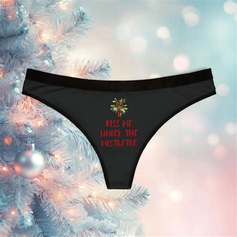 Kiss Me Under The Mistletoe Xmas Thong Trendy Comfortable Panties Sexy Women S Lingerie Soft