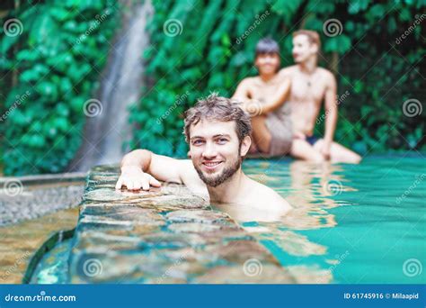 Friends In Hot Spring Stock Photo Image Of Health Park 61745916