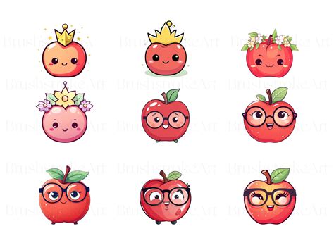 cute apple clipart red apple fruit happy fruit apple png clipartset