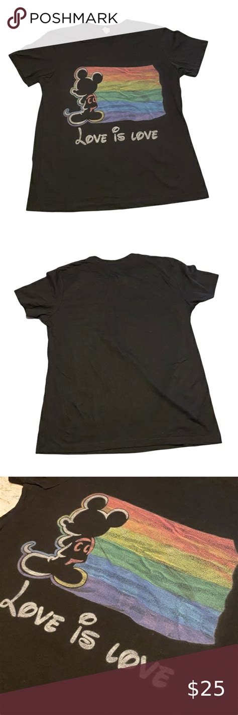 Mickey Mouse Disney Gay Pride Shirt Womens XXL LGBTQ Rainbow Love Is Love Adult Moai