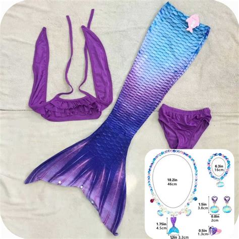 Jual Kostum Mermaid Impor FREE ACCESORIES Bikini Monofin Kaki Duyung Baju Renang Ariel Disney