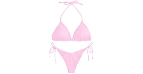Reina Olga Susan Halterneck Triangle Bikini Set In Pink Lyst Canada