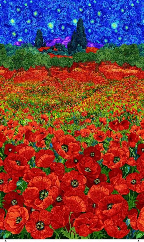 24 X 44 Panel Poppies Flowers Floral Fields Plants Nature Landscapes