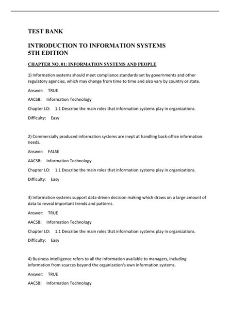 Introduction to Information Systems, 5th Edition, Wallace - Test Bank ...