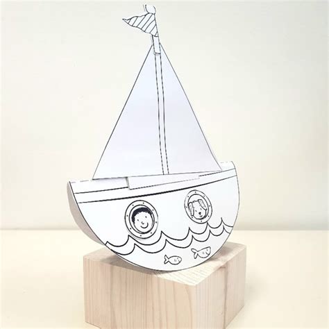 Build a Rocking Paper Boat, Boat Craft Printable, Activity Sheets, Paper Craft Kit, Cut and ...