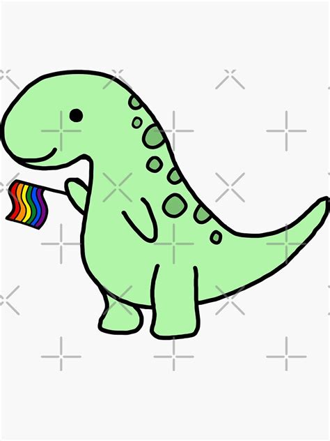 Pegatina Dinosaurio Sosteniendo La Bandera Del Orgullo Gay De Sydneymmd Redbubble