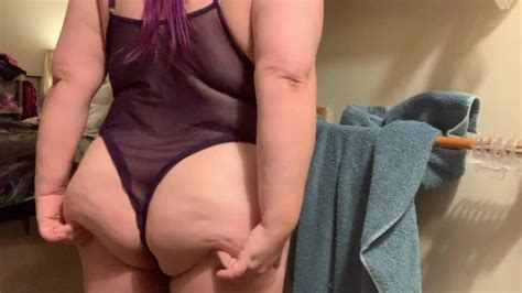 Purple Strappy Mesh Lingerie BBW Tryon Booty Jiggle And Tits Pornhub