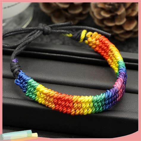 Lk Gay Pride Lgbt Rainbow Multilayer Bracelet Lesbian Bisexual Braided Rope Jewelry Shopee