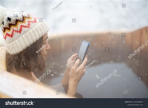 Woman Relaxing Hot Bath Outdoors Enjoying Stock Photo Shutterstock