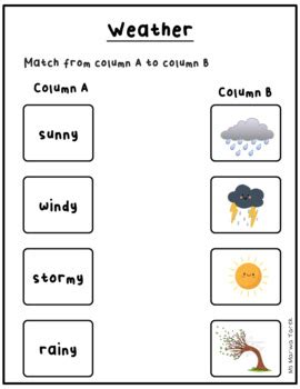 Weather Worksheets PreK 2 Ms Marwa Tarek By Ms Marwa Tarek TpT