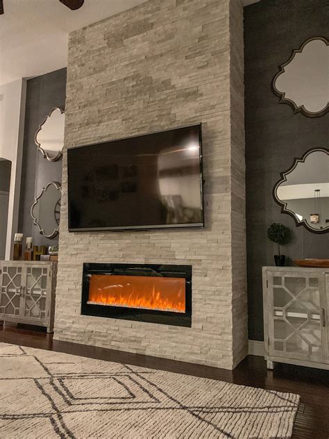 Stacked Stone Fireplace Design Ideas