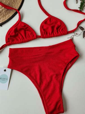 Biquíni Hot pants Cortininha Vermelho Moldavita Boutique Loja Virtual
