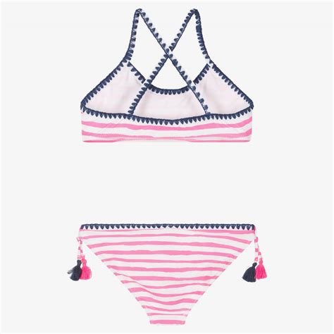 Sunuva Bikini rose et blanc rayé ado fille Childrensalon