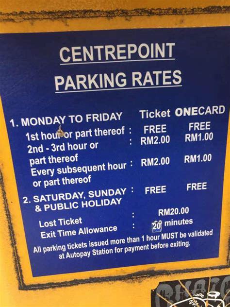 Kuala Lumpur Parking Centrepoint Bandar Utama Parking Rate